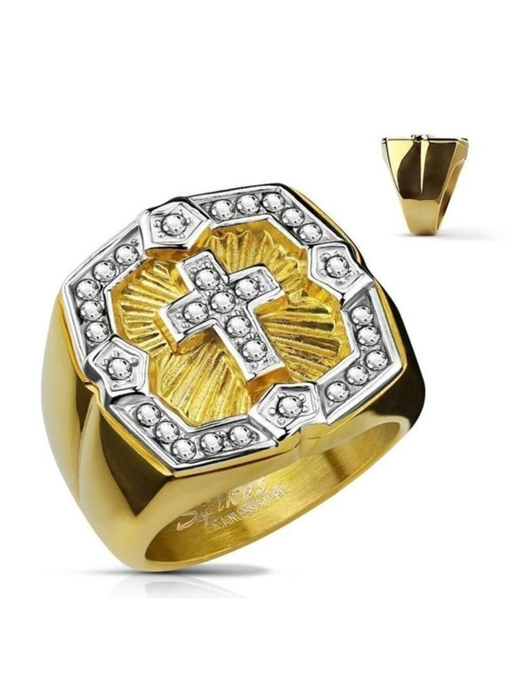 New stainless steel crystal cross ring size 12‎